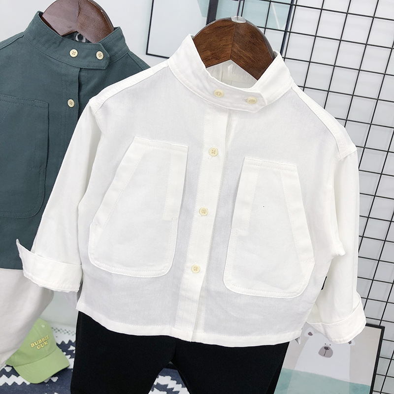

Kids Shirts Children's Wear Boys Shirts Long Sleeve Spring Autumn Children Solid Casual Kids Shirt 2-10 Ages Pockets White Baby Blouses 230317, Green