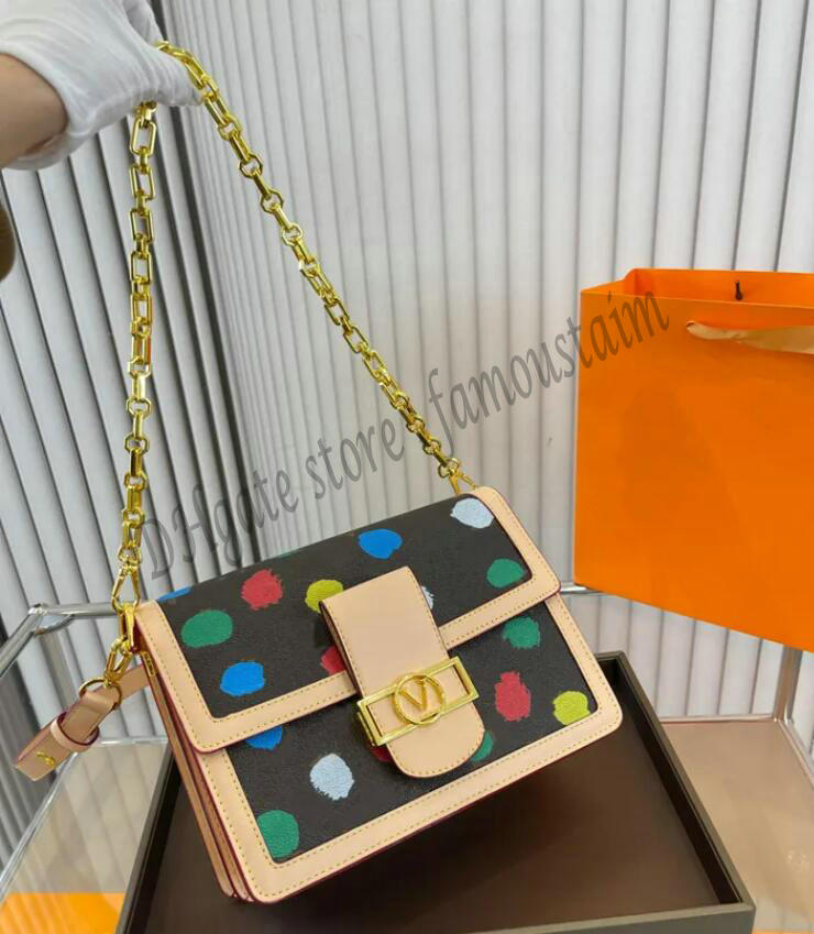 

X YK DAUPHINE MM Women Shoulder Bag Capucines Dots Leather Flap Bag Designer Handbags Yayoi Kusama crossbody bag pochette M21750 M46432 dhgate, 03