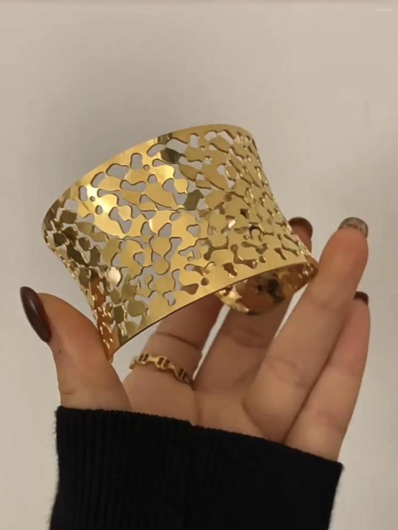 

Bangle LONDANY Colorfast Titanium Steel Autumn And Winter Wide Face Hollow Open Bracelet American Retro Stylish Personality
