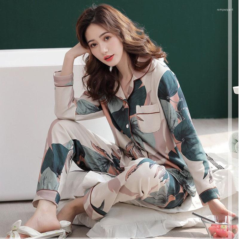 

Women's Sleepwear Pajamas Set For Women Cotton Casual Household Suit Tops And Pants Printed Sleeping Outfit Loungewear Bathrobe, Floral