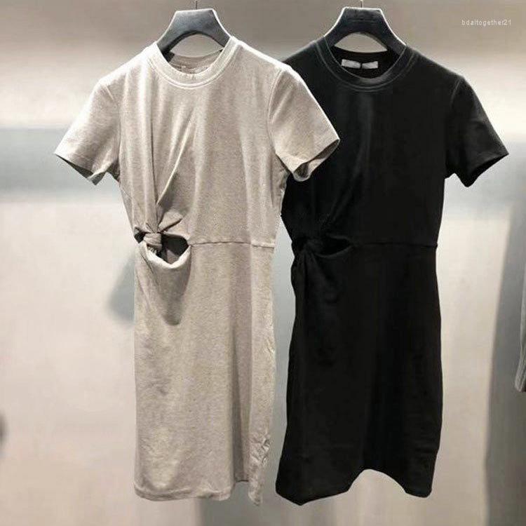 

Casual Dresses High Quality Lady Spring/summer Slim Fit Medium Long T-shirt Short Sleeve Dress For Female, Black