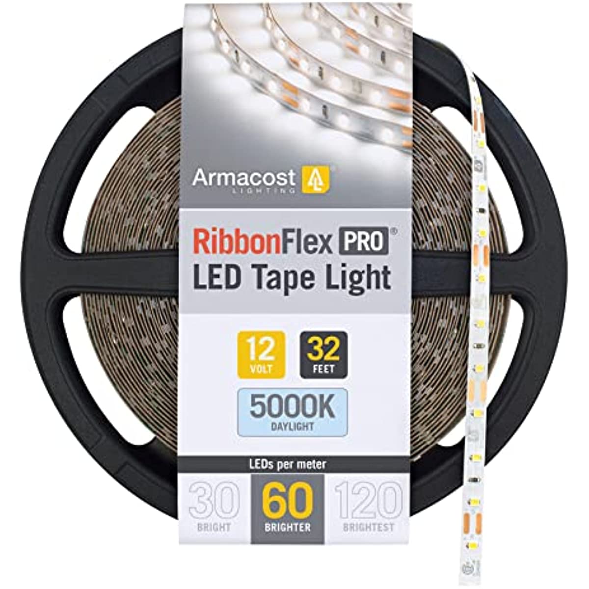 

Armacost Lighting RibbonFlex Pro 32.8 ft. 12-Volt LED White Strip Light 60 LEDs/m in Daylight (5000K) (162250)