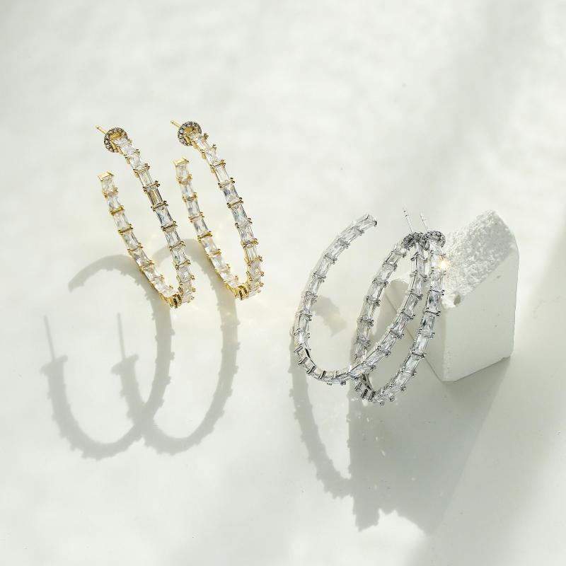 

Hoop Earrings HECHENG Zircon For Women Luxury Inlay CZ Engagement Party Statement Jewelry Wholesale