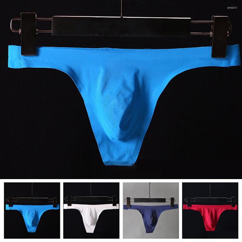 

Underpants Men's Sexy G-String Thong Briefs T-Back Panties Seamless Erotic Hombre Male Lingerie Tanga Bikini Bottom Breathable, Blue
