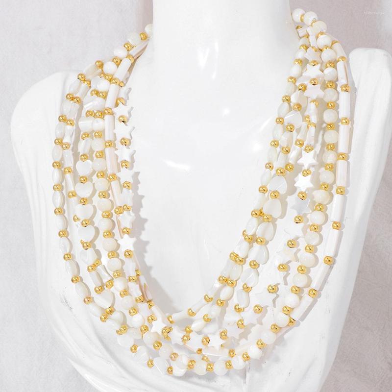 

Chains Boho Natural White Shell Necklace Women Mother Of Pearl Chokers Exquisite Female Jewelry Round Tube Beads Fashion