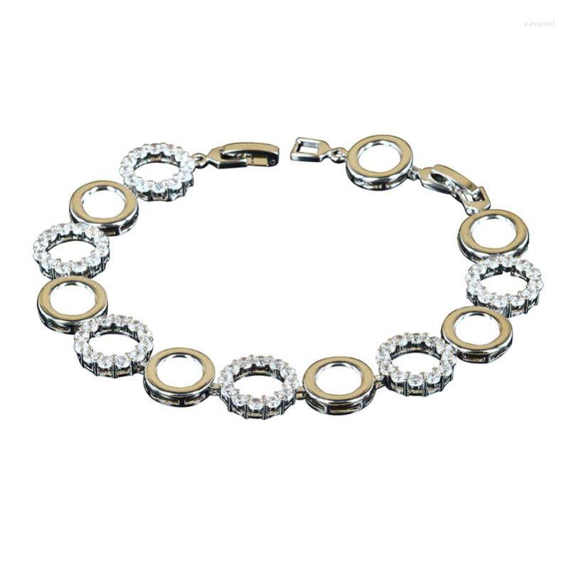 

Strand Arrive 925 Sterling Silver Jewelry Safe Clasp Simple Heart Circle Link Bracelets Inlay Crystal Women Fashion