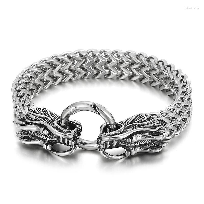 

Charm Bracelets HAOLYNJOY 12mm Wristband Braided Chain Dragon Men's Stainless Steel Bracelet Punk Style Accessories