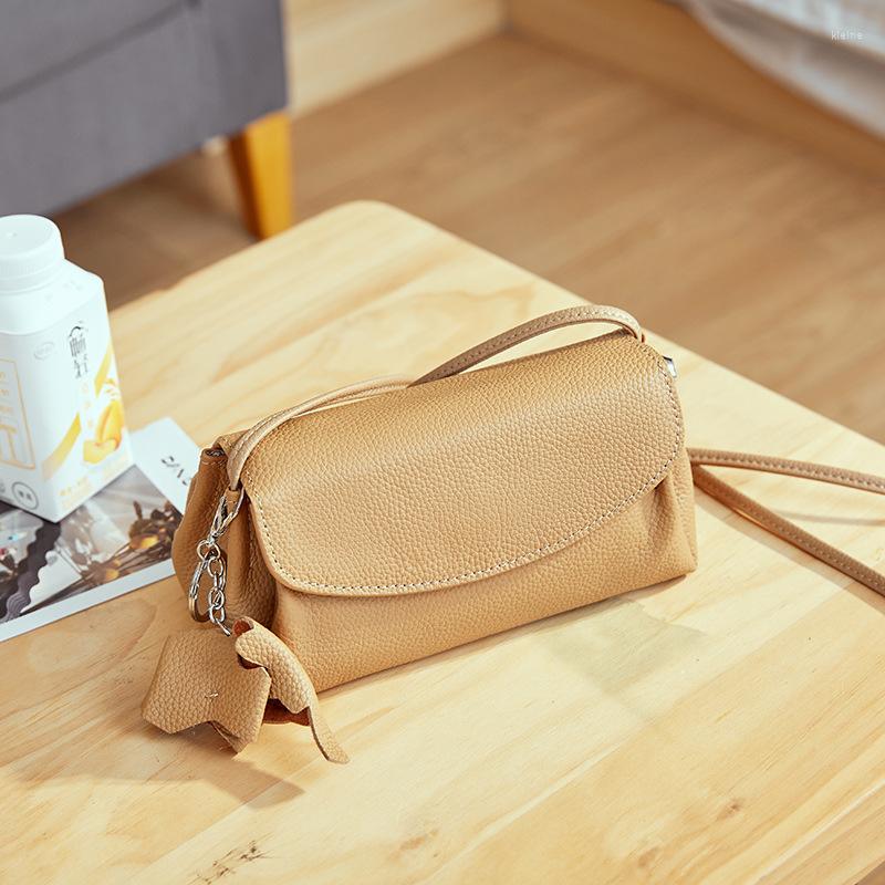

Evening Bags Women Genuine Leather Small Bag Summer Fashion All-match Temperament Simple Head Layer Soft Cowhide Shoulder Messenger, Brown