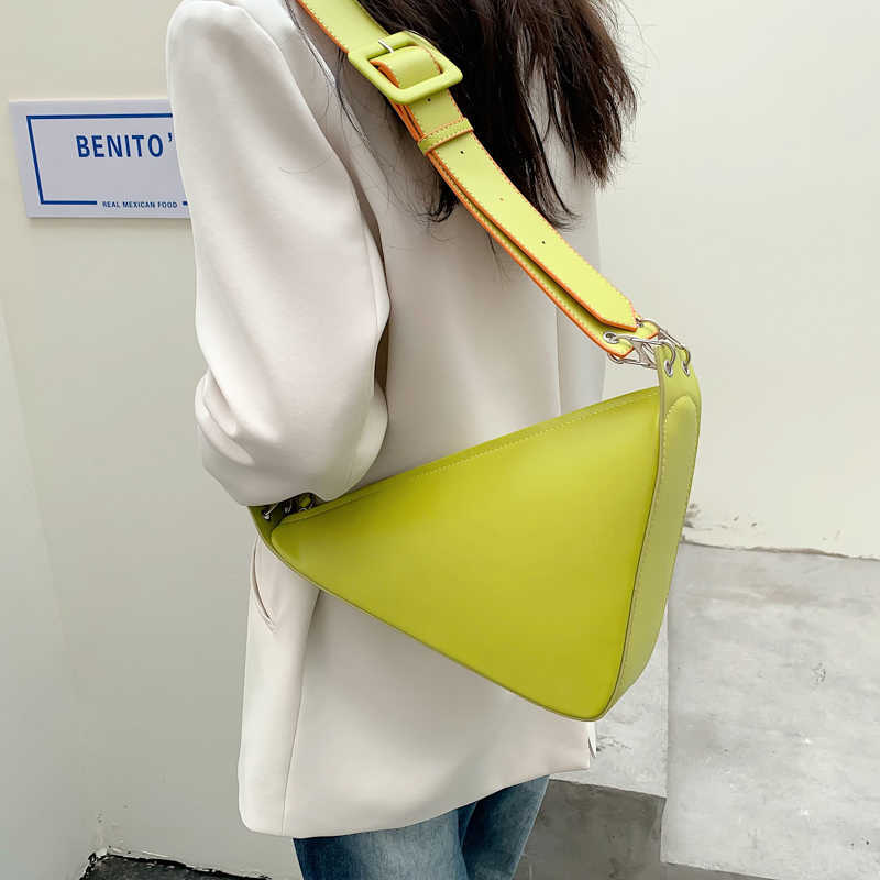 

Evening Bags Solid Color Triangle PU Leather Shoulder for Women 2023 Adjustable Straps Female Crossbody Designer Luxury 230317, Blue