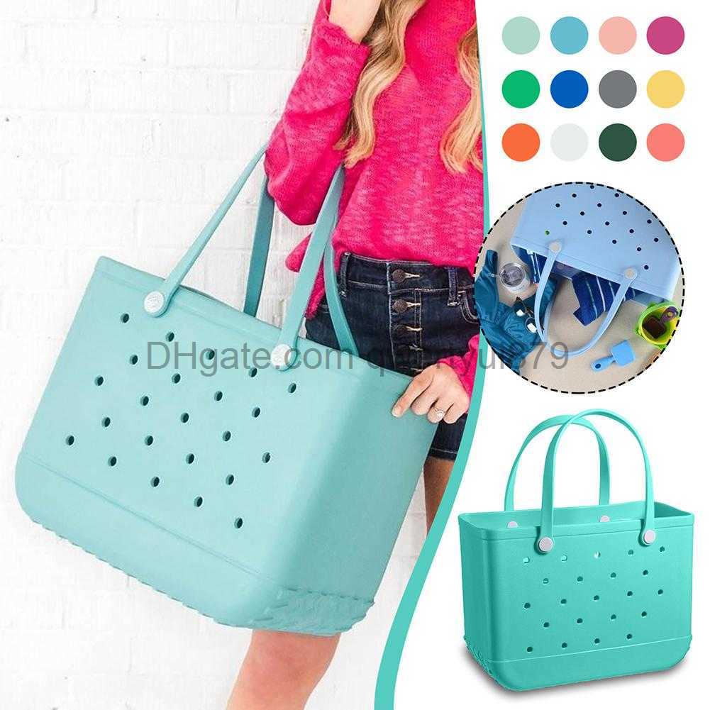 

Totes Extra Large Beach Bag Summer EVA Basket Women Silicon Beach Tote With Holes Breathable Pouch Shopping Storage Basket 0317/23, Pink