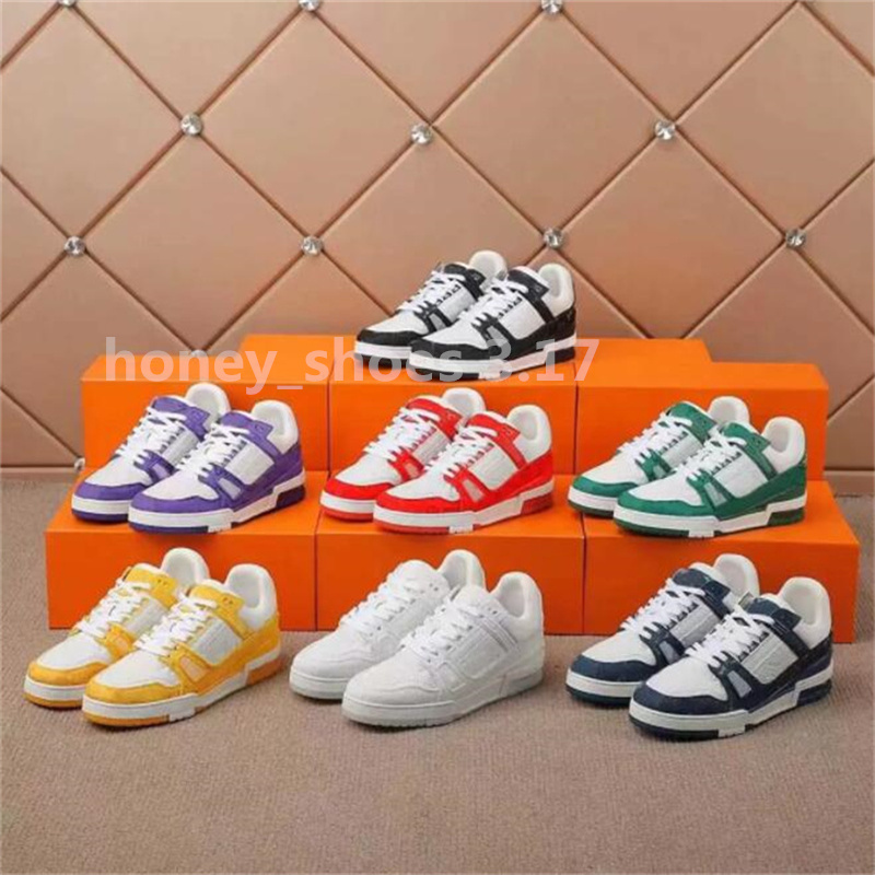 

2023 Designer Men Sneakers LVS Trainer Running Shoes Black White Pink Casual Fashion Low Shoe Platform Leather Designer Rubber Outdoor Walking Eur 36-45 H317, Color 6