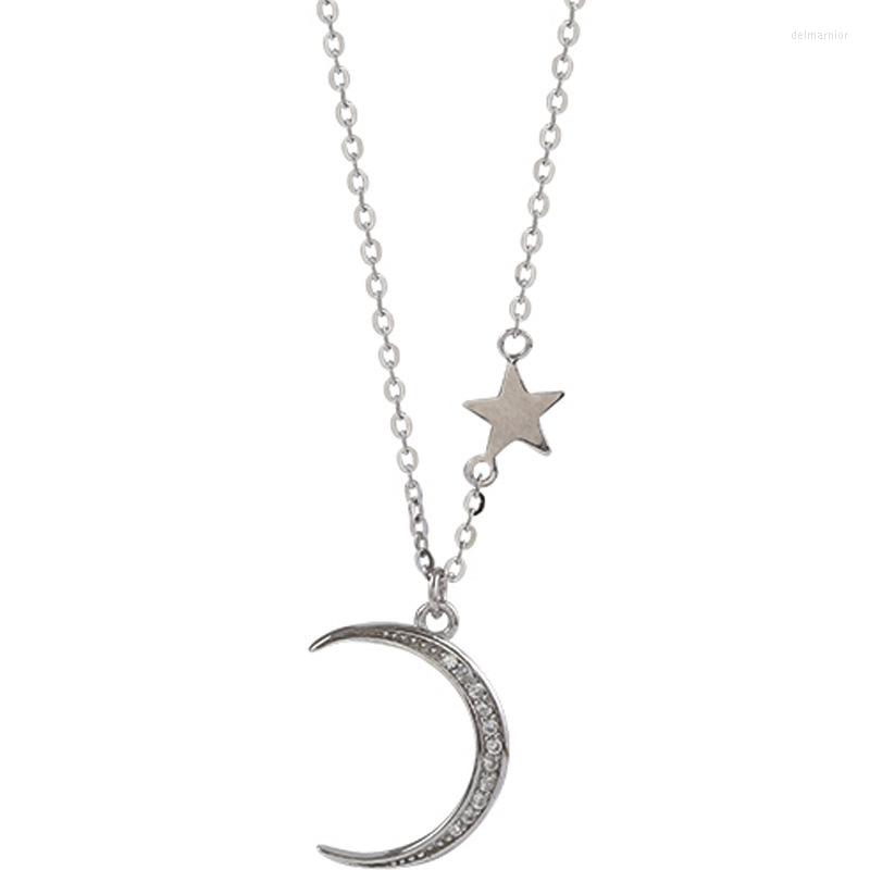 

Chains 12Pcs/lot Simple Crystal Cresent Moon And Star Pendant Necklace For Women