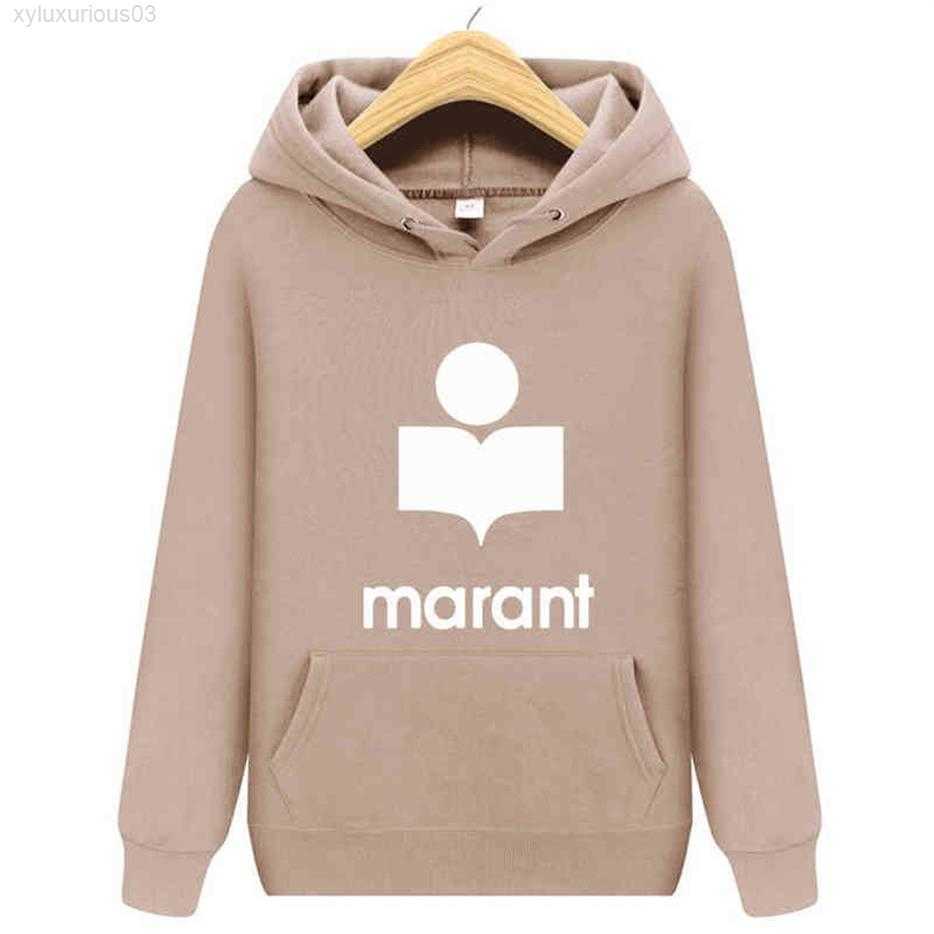 

2022 Autumn Winter Men' Hoodie Casual Sweatshirt Marant Printed Unisex Long-sleeved Pullover Y1271m, Brown h