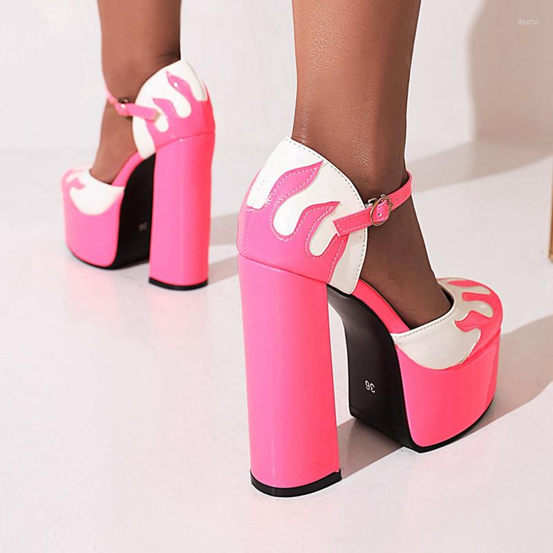 

Dress Shoes Chunky Padded Platform Mary Janes Women Casual Sandals High Heel Flame Gladiator Fashion Punk Sandalias Lolita, Black