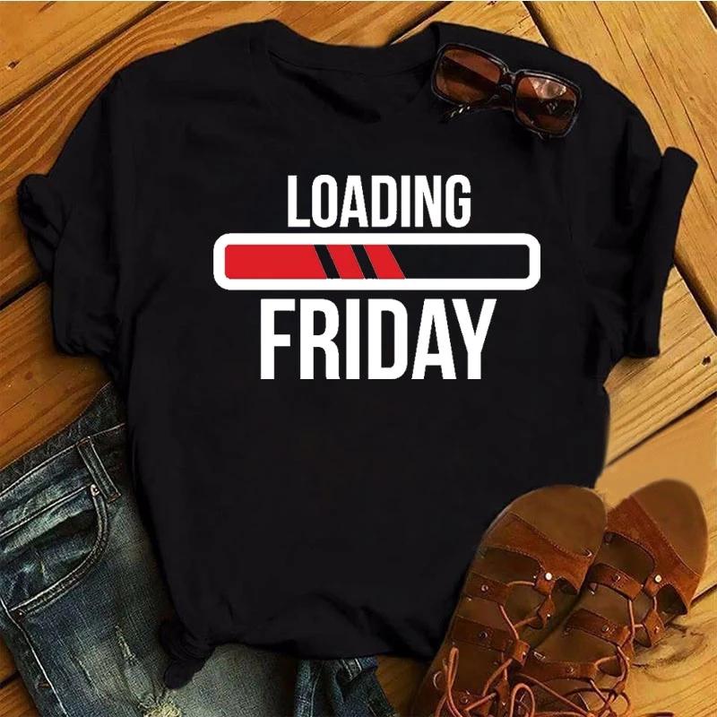 

Women' T Shirts Summer Fashion Creative Love Battery Graphic Printed Women Black Loadin Friday Letters Short Sleeve Tshirt Girls Tee, Djj-chunse-white
