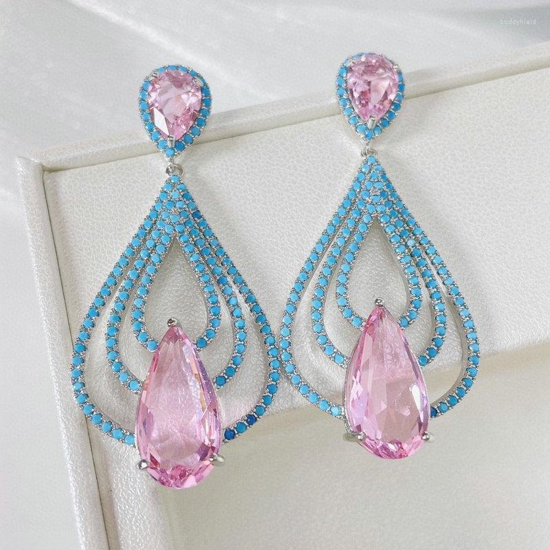 

Dangle Earrings Bilincolor Fashion Blue And Pink Waterdrop Earring For Women Weddding Party
