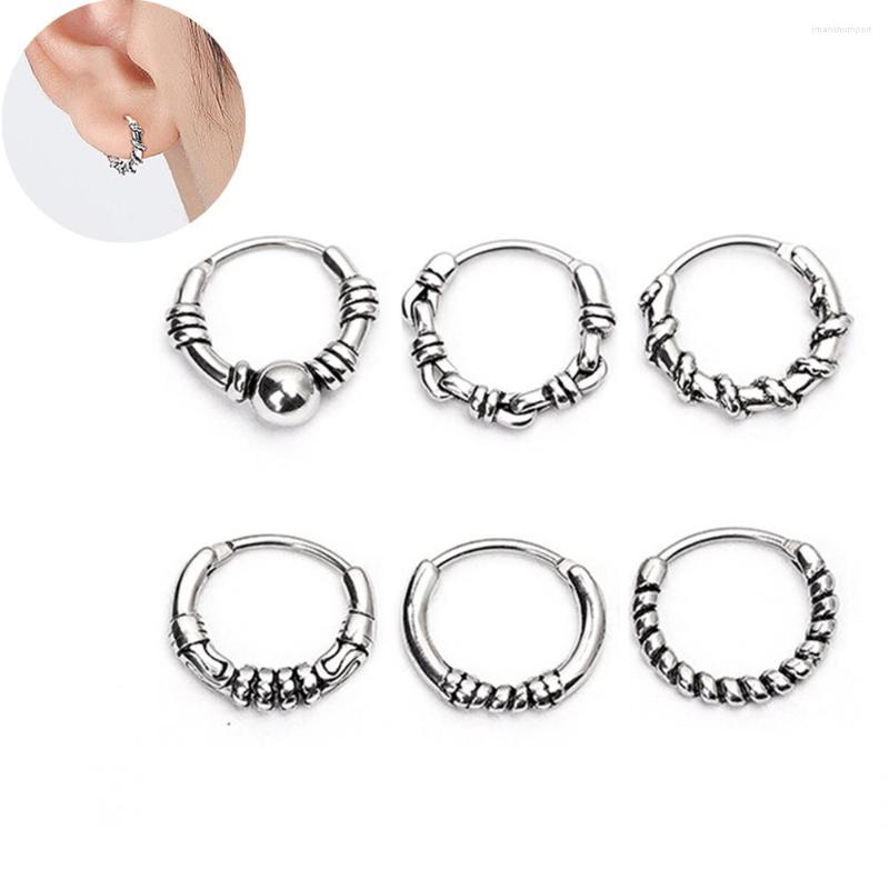 

Hoop Earrings 1Pair Vintage Twist For Women Men Fashion Jewelry Titanium Steel Stud Earring Ear Ring Punk Piercing Buckle