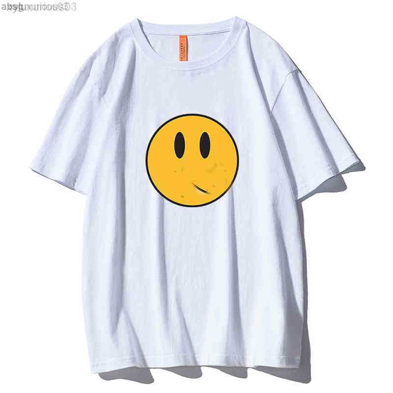 

2023ss Mens T-shirts Drew Tee Home Short Cotton Sleeved Letter Bottomed Face Summer Couple Smiling Tide Brand High Same Street Round, Dt1835 black