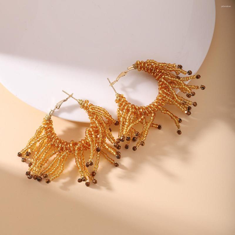 

Dangle Earrings Retro Exaggerated Holiday Decoration Rice Beads Beaded Bohemian Style Handmade Tassel Rend Jewelry Accessories