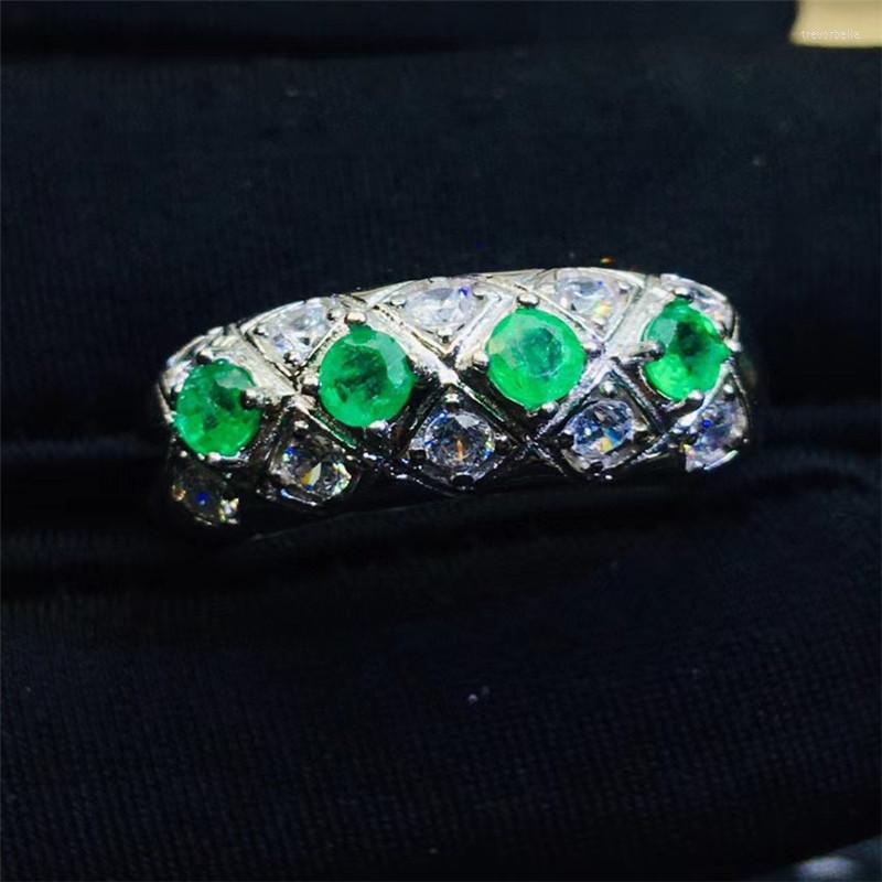 

Cluster Rings Boutique Jewelry 925 Sterling Silver Inlaid Natural Emerald Gemstone Female Ring Support Detection Trendy