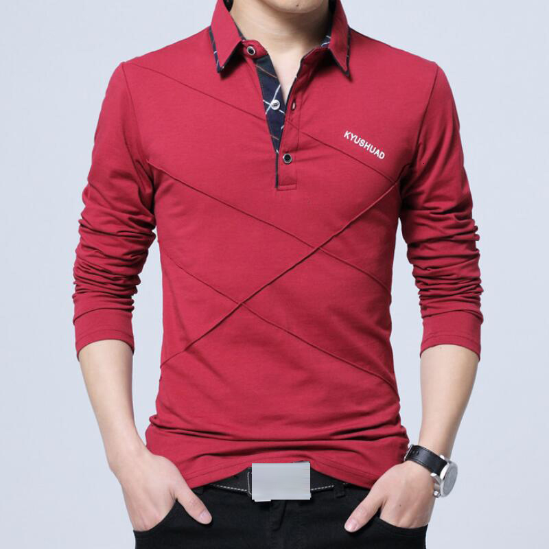 

Men's Polos Brand Poloshirt Men Fashion Long Sleeve Shirts Mens Casual Cotton Camisetas Masculinas Plus Size 5XL Tee Shirts Sweatshirt 230317, 709red