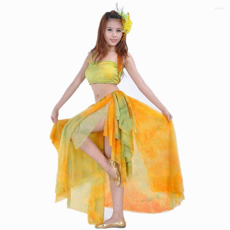 

Stage Wear Belly Dance Clothing Women Dancewear 2pcs Outfits For Top Skirt Costumes Girls, Blue