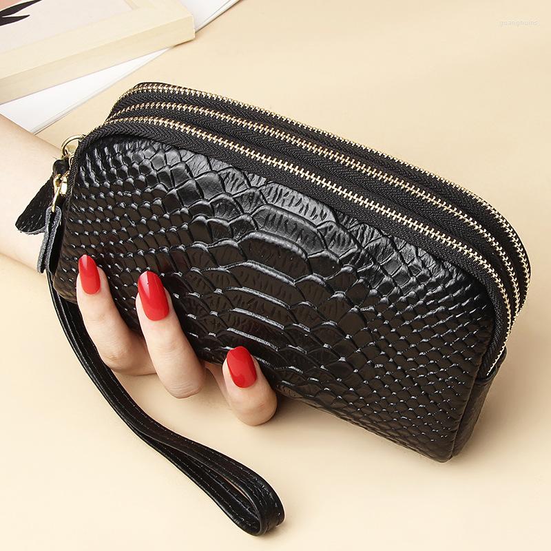 

Wallets Three Layer Zipper Big Easy Leather Mobile Phone Bag Wallet Purse, Black