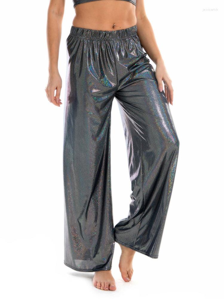 

Women's Pants YSDNCHI Wide Leg Loose Trousers Dance High Street Spring Women Elastic Casual Party Sexy, Yellow