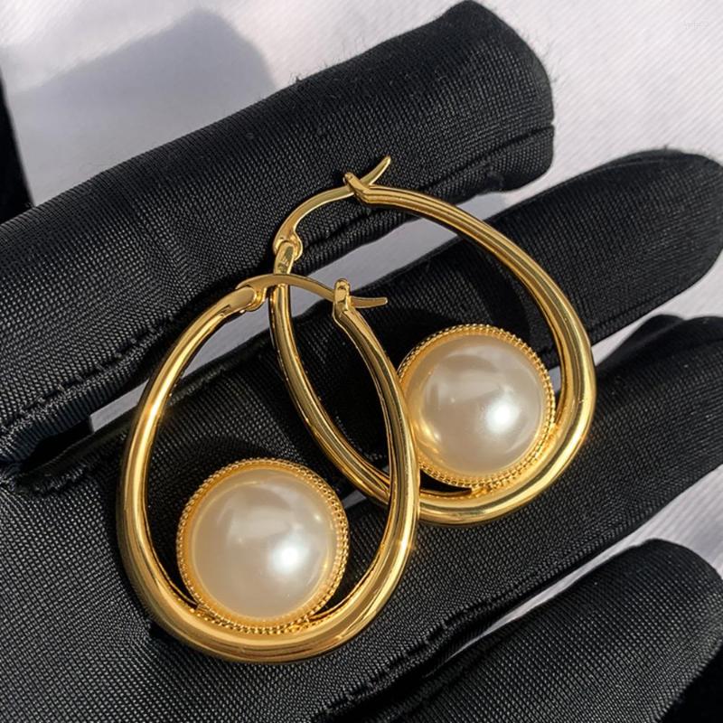 

Dangle Earrings Fashion Jewelry Large Pearl Round For Women High Quality Luxury Designer Party Trend Girl Gift Goth Boho