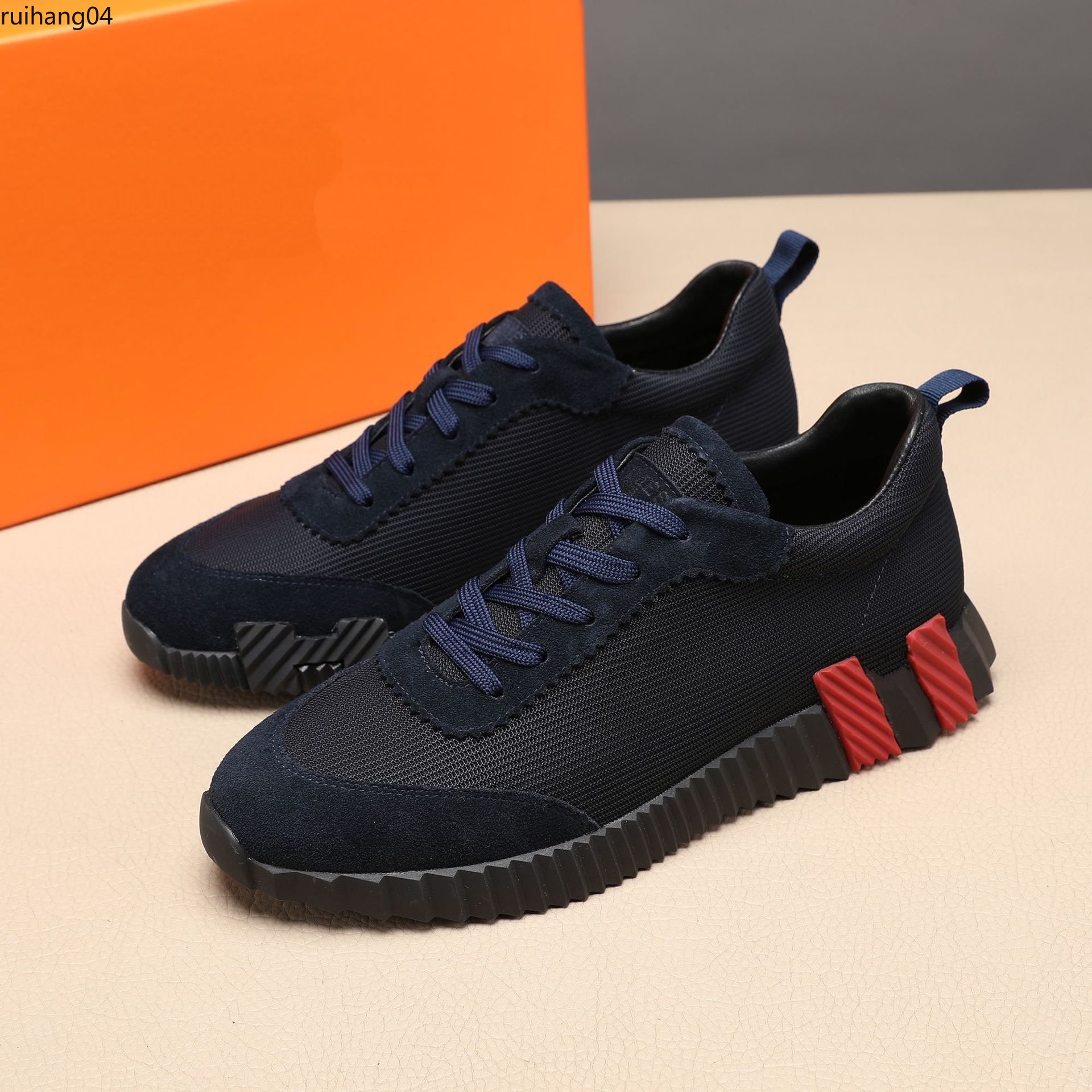 

Lace Up Genuine Leather Sneaker Round Toe Men's Shoes Luxury Sneakers H Brand Fashion Designer Shoes Men mkj rh40000001