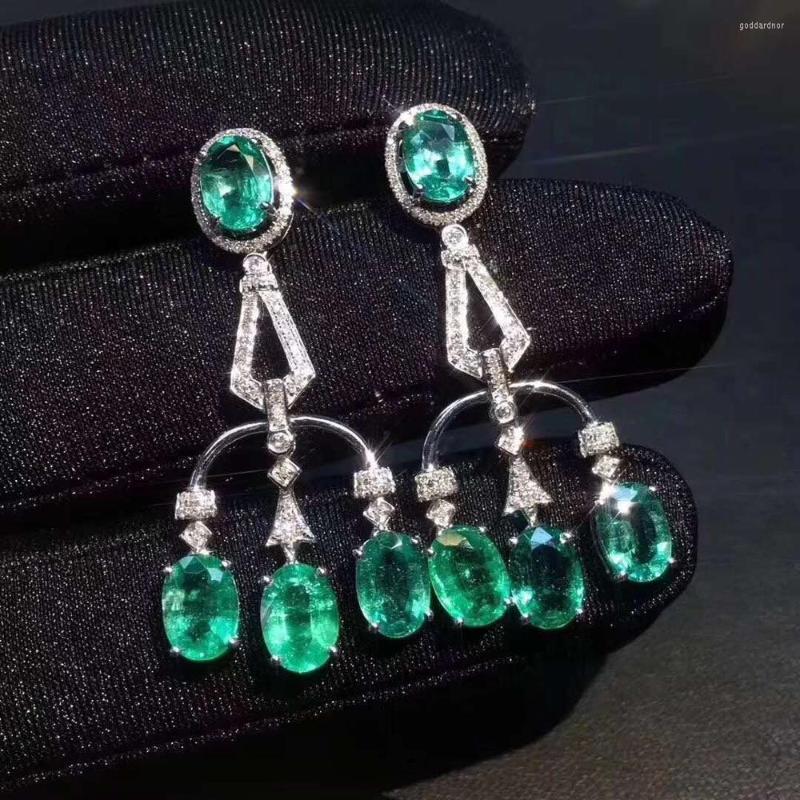 

Stud Earrings Natural Real Emerald 925 Silver Fashion Fine Charm Jewelry For Women