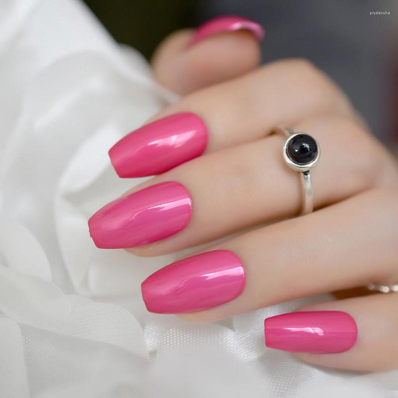 

False Nails Coffin Fake Rose Color Claw Medium-length Press On Nail Art Special For Girls, Z791