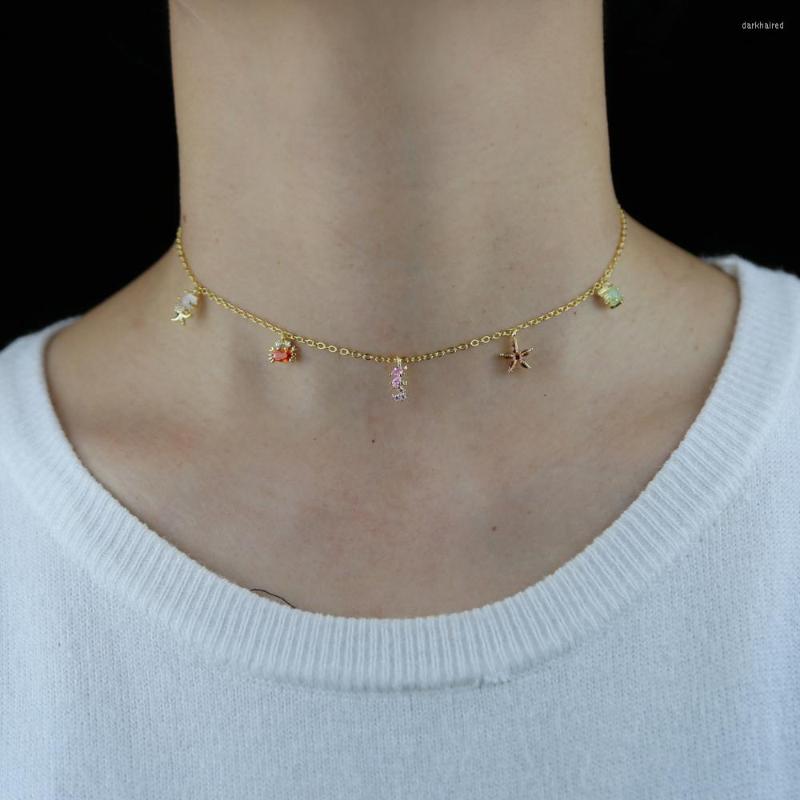 

Chains Wholesale Cute Colorful Sea Shell Charms Ocean Pendants Starfish Choker Necklace DIY Handmade Accessories Jewelry