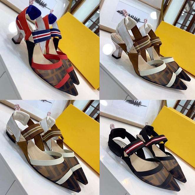 

Designer Colibri Sandals Women High Heel Sandal Pointed Leather Pumps Womens Dress Shoes Tech Mesh Transparent Hollow Slippers