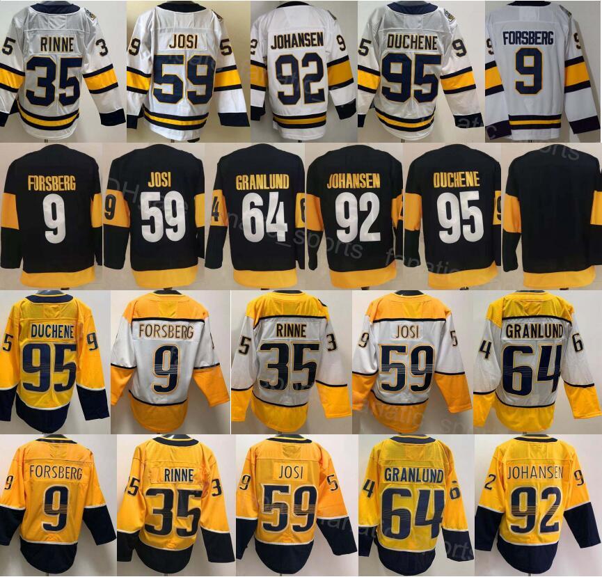 

Men Ice Hockey Reverse Retro 35 Pekka Rinne Jersey 9 Filip Forsberg 92 Ryan Johansen 59 Roman Josi 95 Matt Duchene 64 Mikael Granlund Blank, Yellow
