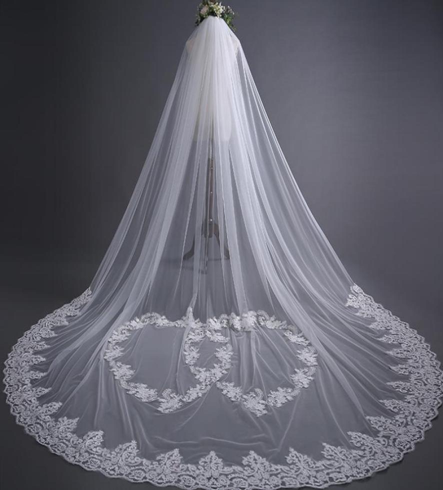 

Designer Bridal Veil long tailed wedding dress with 3M wide door width with haircomb 0721129176919, Ivory