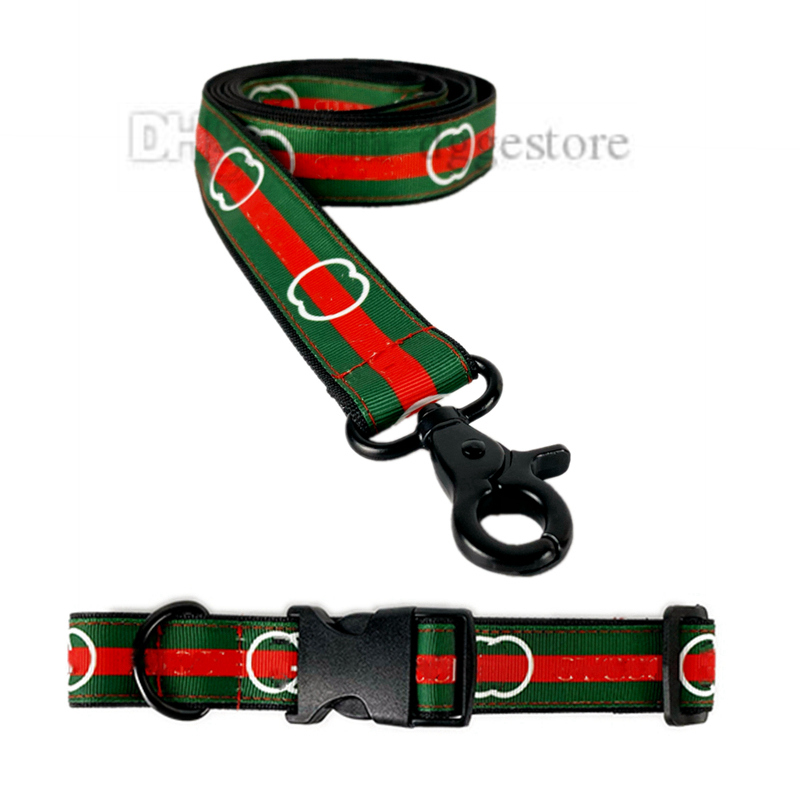 

Designer Dog Collar Leashes Set Classic Letters Pattern Soft Adjustable Nylon Dog Collars for Small Medium Dogs Cat Shih Tzu Poodle Fit Neck 9.4in-19in Green B168
