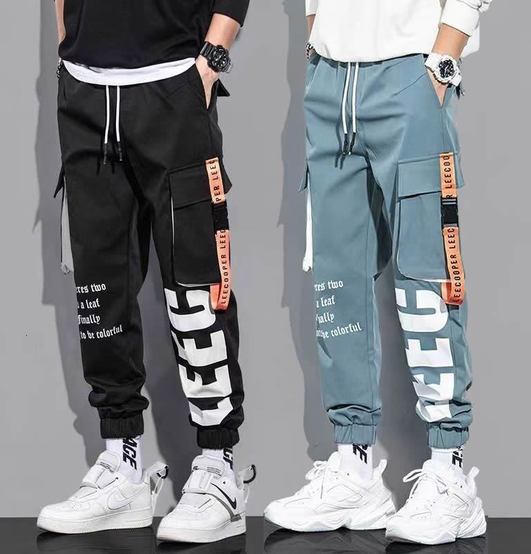 

Men' Pants Classic Streetwear Casual Men Ribbons Harem Jogging Male Slim Fit Spring Cargo Multi-Pockets Women Trouser J7 230317, X1