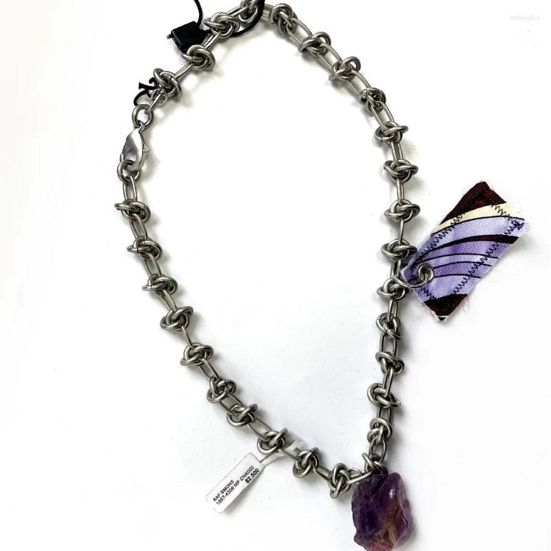 

Pendant Necklaces RAF Style Natural Crystal Stone Applique Necklace Clavicle Chain Fashion All-Match Men Women Jewelry Accessories