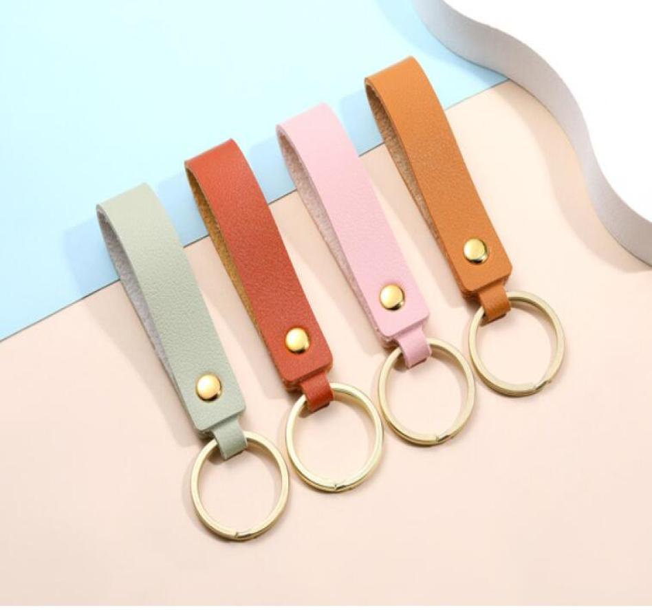 

8 colors PU Leather Keychain Metal Keyring Car Keychains Lover Pendant Personalise Gift Key Chain Whole6473994