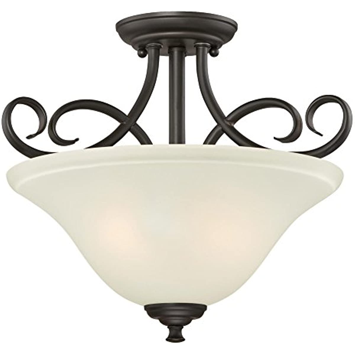 

Westinghouse 6306500 Dunmore Two-Light Indoor Semi-Flush, Oil Rubbed Bronze Finish with Frosted Glass, 2, White,Black