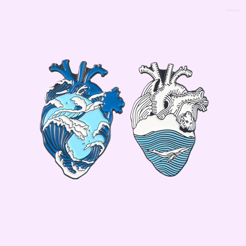 

Brooches Drop Ocean Heart Pins Anatomy Blue Sea Brooch Neurology Lapel Pin Bag Badge Gift For Friend Wholesale