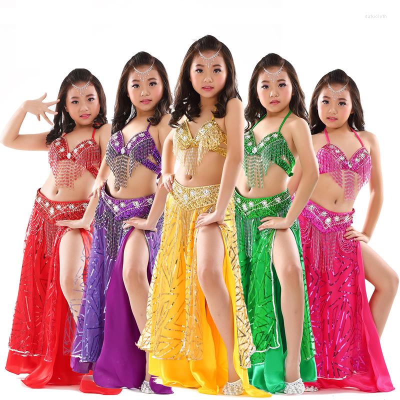 

Stage Wear Arrivals Children Belly Dance Costume Set Beaded Bra Belt Skirt More Colors Kids Clothes #830, Royal blue