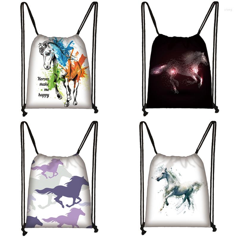 

Shopping Bags Horse Print Drawstring Bag Women Travel Teenager School Brown Girl And Boy Backpack Fashion Female Storage To02032, Skdafr12