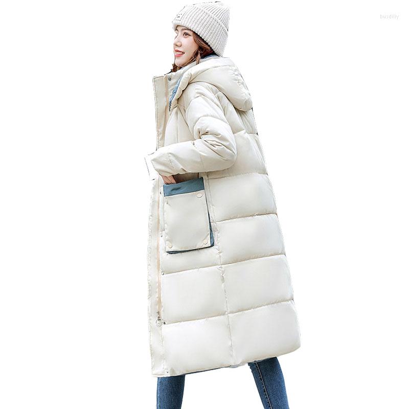 

Women' Trench Coats 2023 Winter Thick Jacket For Women Solid Ladies Long With Pockets And Zippers Hooded Single Breasted Parkas Female, Blue