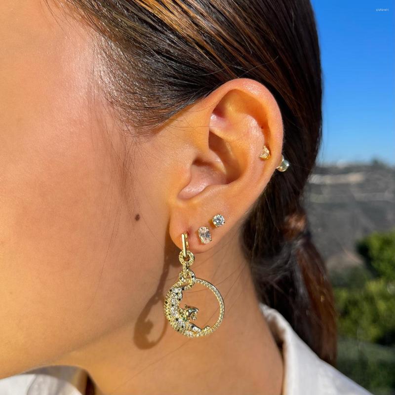 

Dangle Earrings Top Quality Full Paved Leopard Jaguar Charm Drop Earring Fashion Women Jewelry