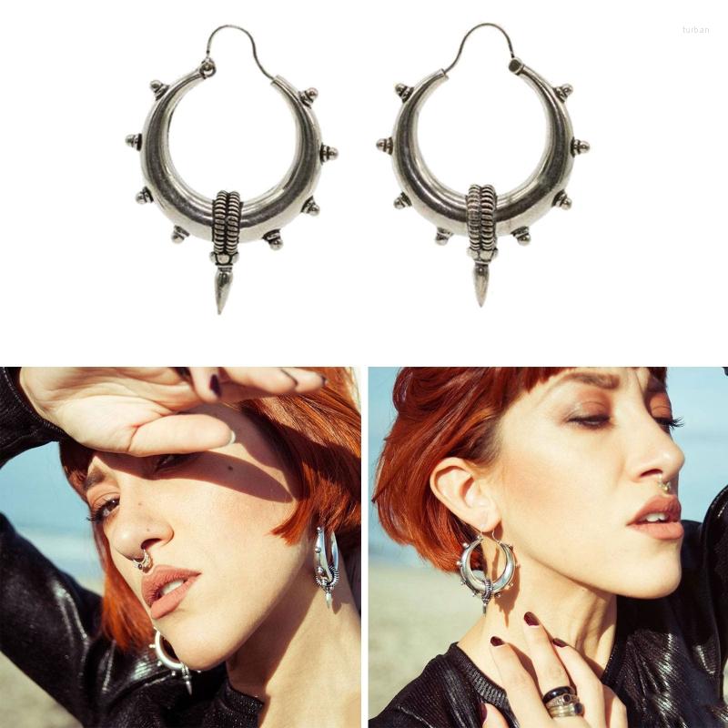 

Dangle Earrings 1pc Rock Punk Hiphop Cone Tip Rivet Spike Pendant Hoop Women Men Circle Ear Stud Piercing Clip On Korean