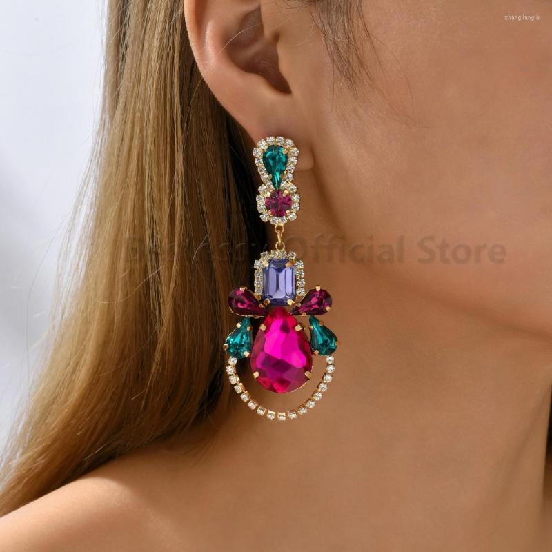 

Dangle Earrings Fashion Long Drop For Women Trend Luxury Full Crystal Female Cocktail Party Charm Statement Elegant Jewelry