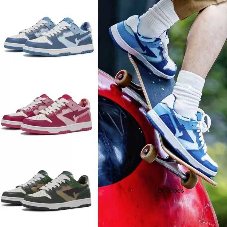 

SK8 Men Women Casual Shoes Bapestas Sta Low sneaker Court designer Nigo Brown Ivory ABC Camo Pink Blue Vintage Beige Indigo white Red Olive, #10- brown ivory 1