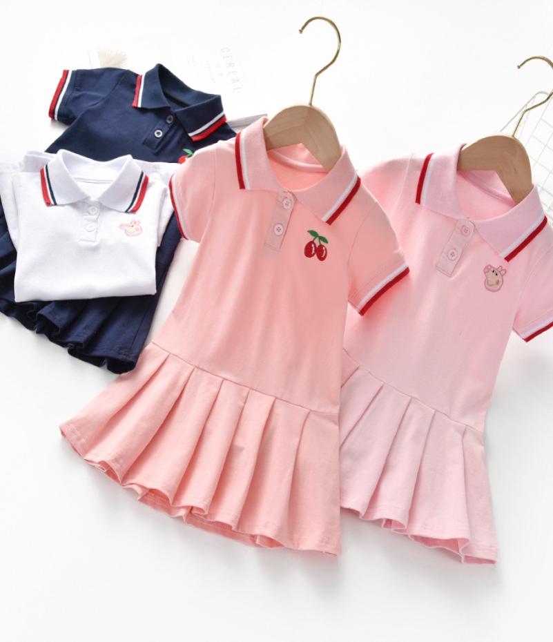 

Kids Girl Lace Lapel Collar Embroidery Bee Short Sleeve Dress Kids Elegant Summer Baby Girl Designer Clothes 389 U23059509